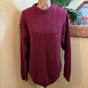 Men's Crewneck Knit Sweater in Deep Burgundy Wine